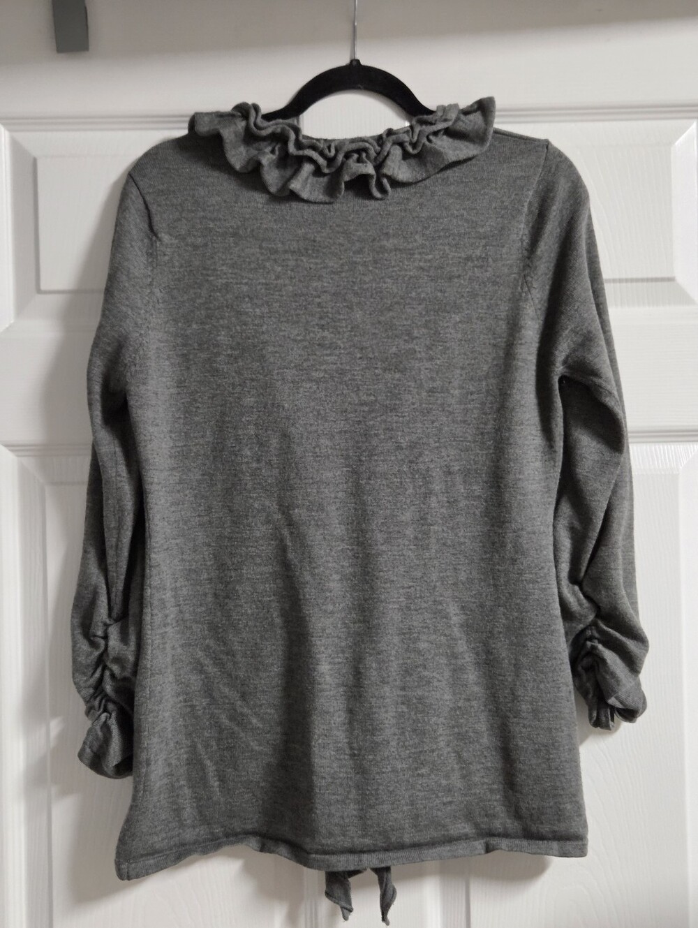 Mira88 Women's Ruffled Open Cardigan - Gray Size XL - Picture 4 of 4